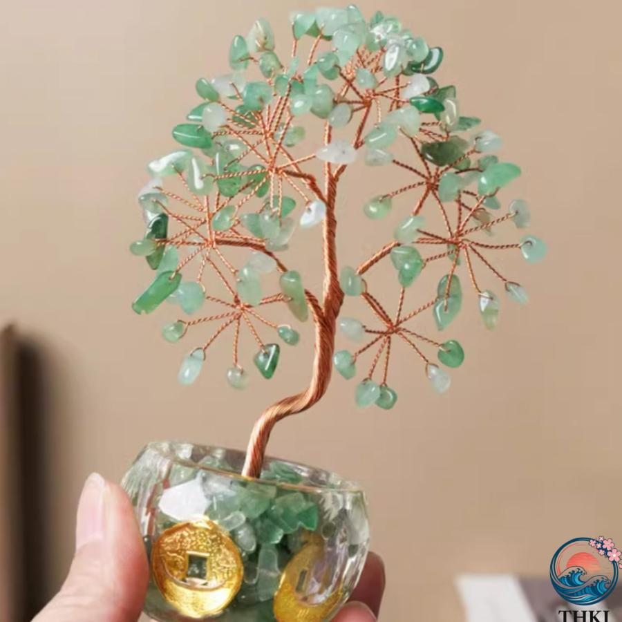 招財樹 金のなる木 風水アイテム インテ リア 水晶 天然石 白 風水置物