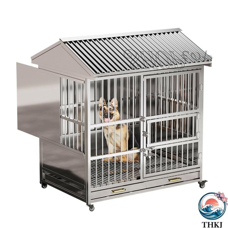 犬小屋 屋外 用 大型犬 中型犬 ステンレス製 ドッグハウス 犬用 ケージ