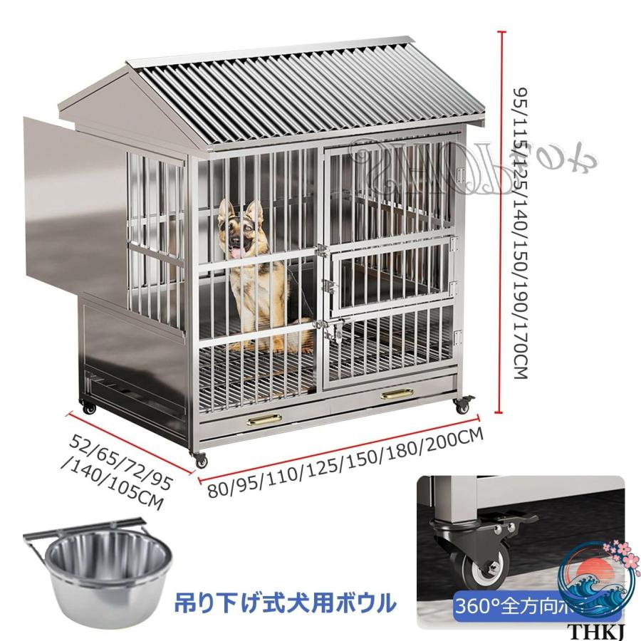 ★直接引き渡し★中型犬用金属製犬用ケージ&屋根 犬小屋 屋外 用 大型犬 中型犬 ステンレス製 ドッグハウス 犬用 ケージ