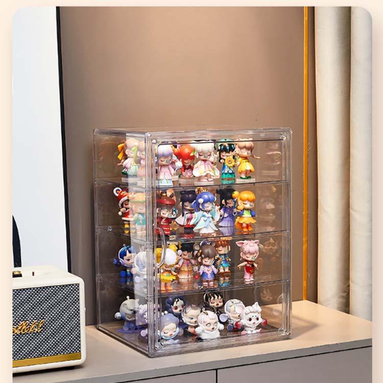 ぬいぐるみ　収納ケース　コレクションケース(2個セット)　アクリル　磁石ドアー　2段ケース ぬいぐるみ 収納 ケース 2個 透明 人形 アクリル 扉付き THKJ 組み立て