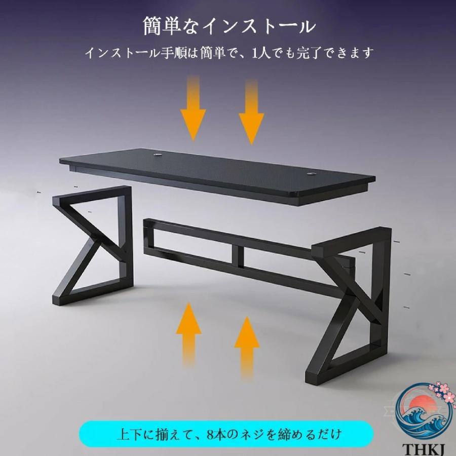 ゲーミングデスク 2人用 パソコンテーブル 炭素繊維天板 ダブル