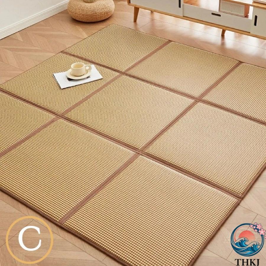 置き畳 四季用ラグ マット 快適 な天然籐繊維 敷き 畳 吸汗性と 通気性 THKJ に優れています い草カーペット 榻榻米 ゴザ ニット 折りたたみ収納 夏 冷感 部屋の画像