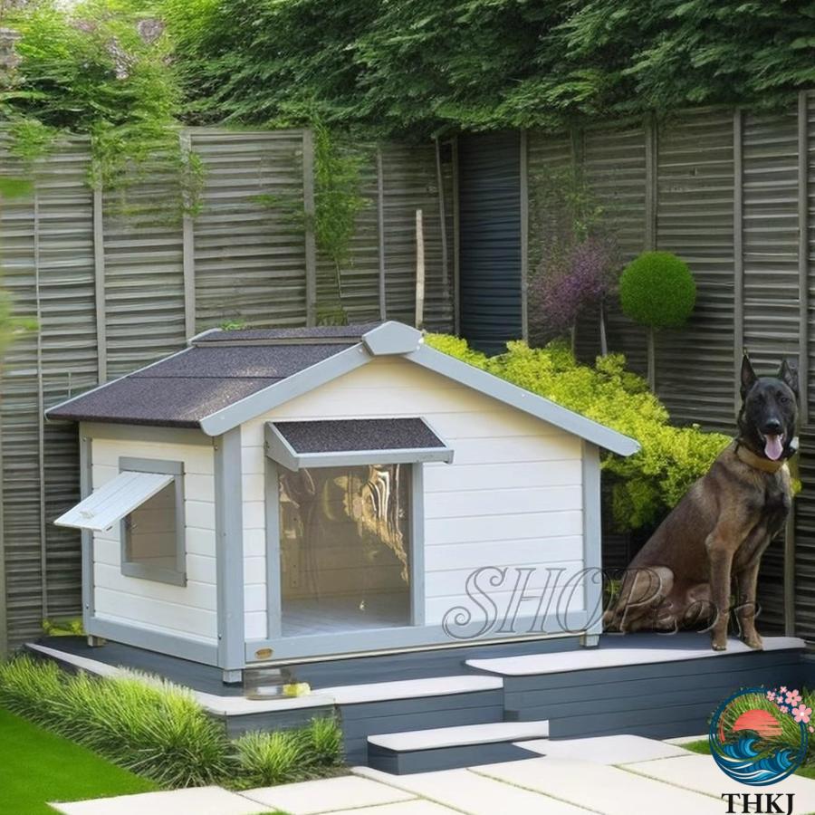 犬小屋 屋外 用 木製キャビンスタイル 犬小屋シェルター 開閉可能な