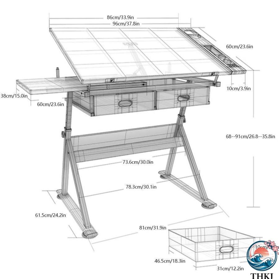 製図テーブル 趣味折りたたみ調節可能 デザイナーデスク THKJ お絵かき