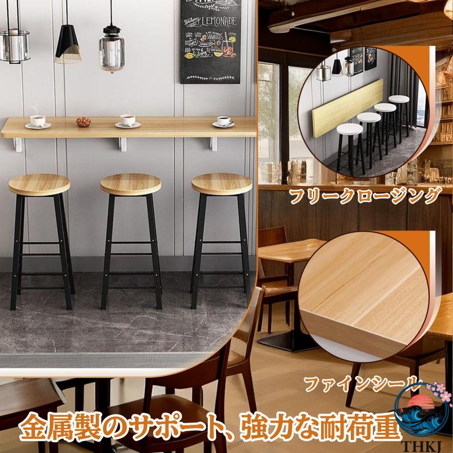 壁掛け 折り畳み カウンターテーブル ハイテーブル 無垢材素材太い