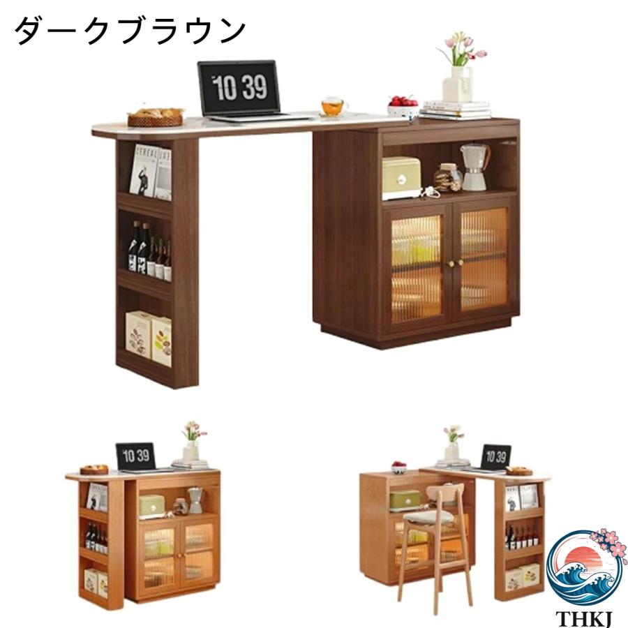 カウンターテーブル キッチン カウンター バーカウンター 木製 伸縮式