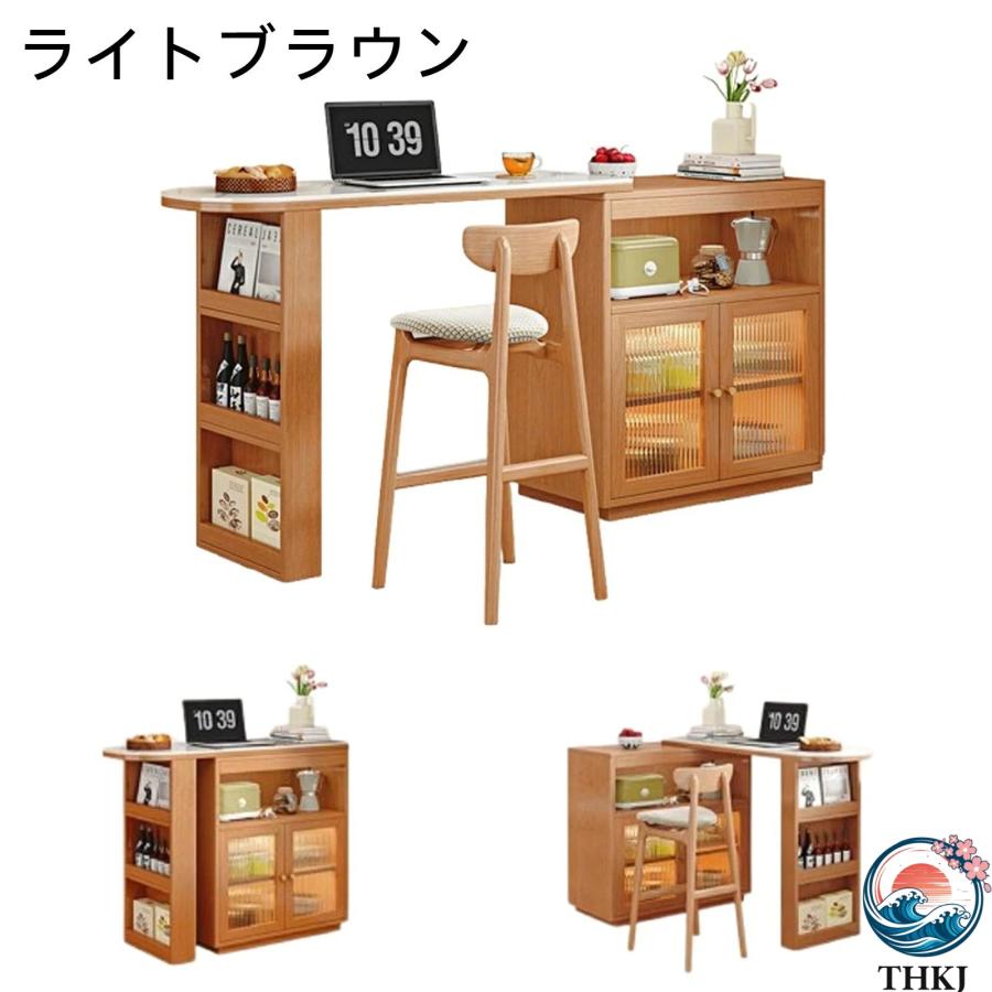 カウンターテーブル キッチン カウンター バーカウンター 木製 伸縮式