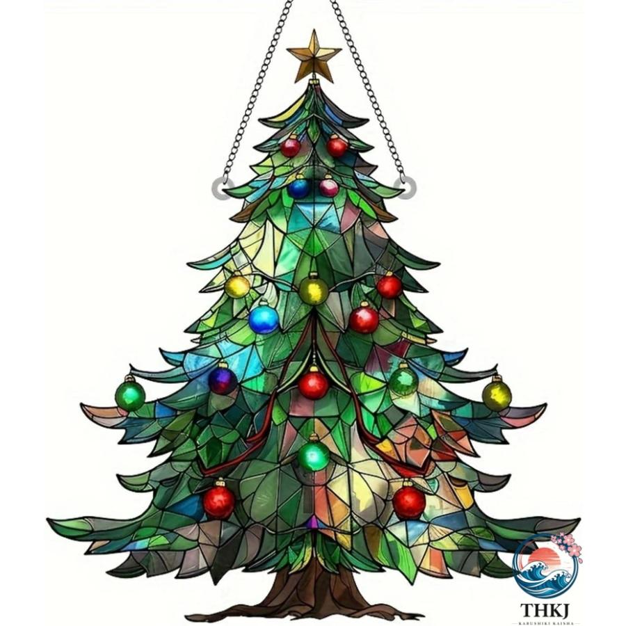 クリスマスツリー サンキャッチャー オーナメント ステンドグラス風