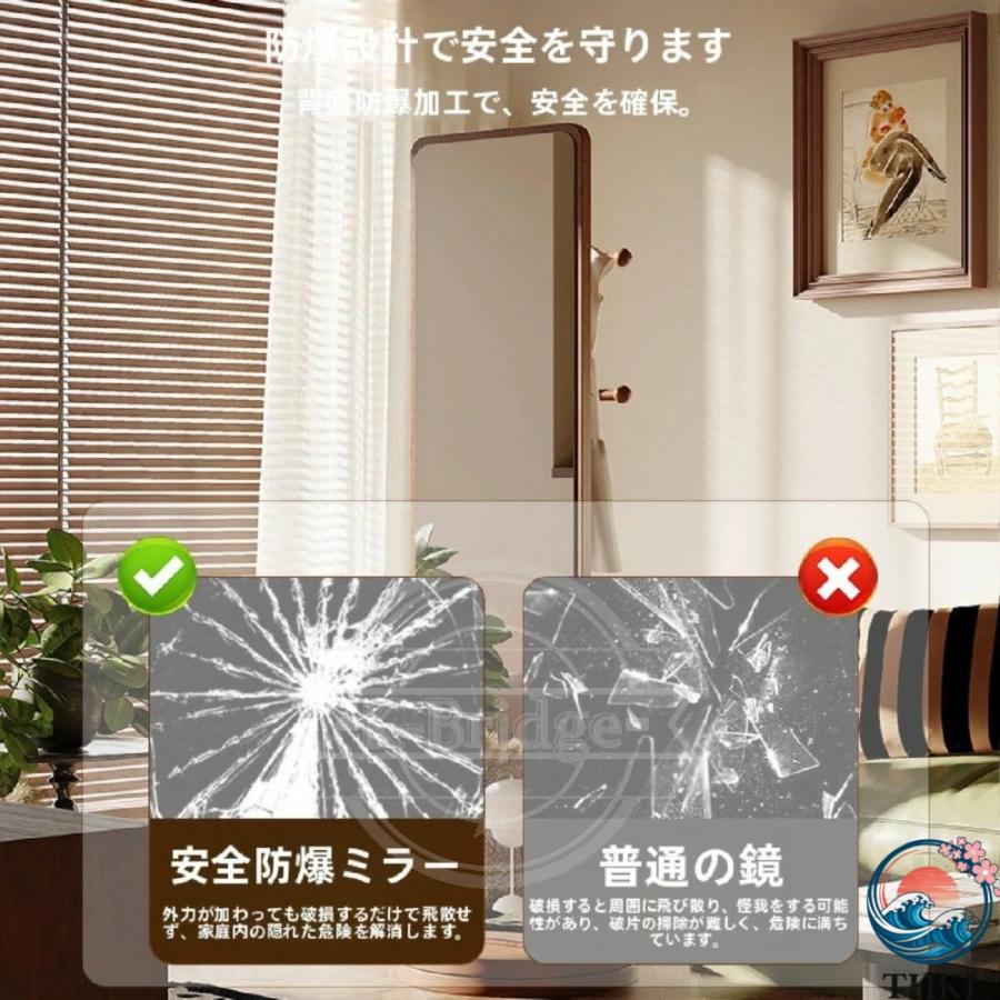 衣類 整理 玄関 寝室全身ミラー スタンドミラー ハンガー ラック 洋服 回転 THKJ スリム 収納トレー付き 大型 北欧 木製台 省スペース 帽子 収納 一人暮らしの画像