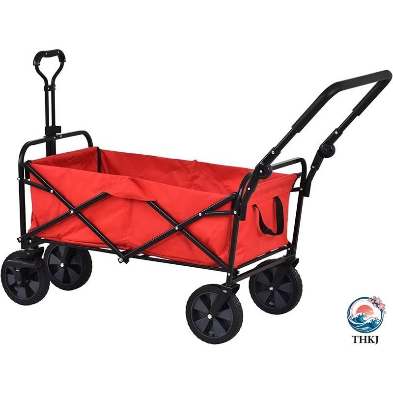 アウトドアワゴン キャリーワゴン 折りたたみ ハンドカート キャンプ THKJ アウトドア ロック付 取っ手付き 耐荷重100kg キャンプ用品 台車 買い物 便利_1