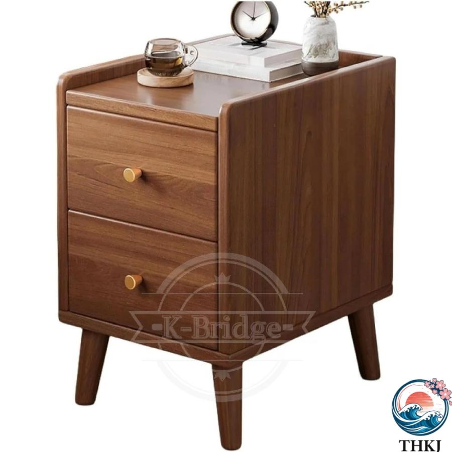 寝室用ナイトスタンド 小さな 収納付き木製 無垢材の ベッド サイド