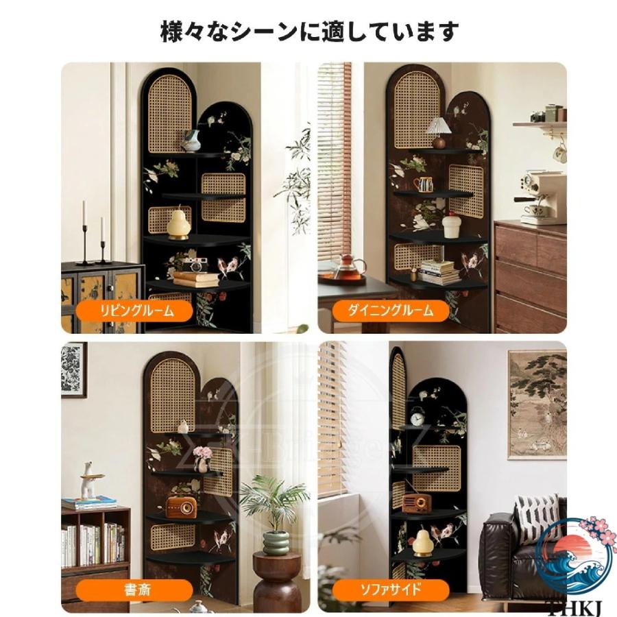 コーナー ラック 本 棚 大容量 オープン 木製 シェルフ 漫画絵  多層収納 省スペース 組み立て 簡単 角置き可 タイプA 40x40x170cm 人気 おしゃれ_1
