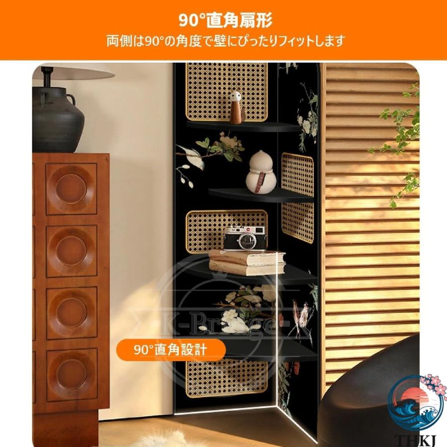 コーナー ラック 本 棚 大容量 オープン 木製 シェルフ 漫画絵  多層収納 省スペース 組み立て 簡単 角置き可 タイプA 40x40x170cm 人気 おしゃれ_3