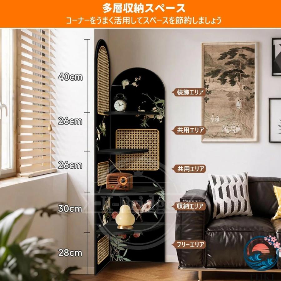 コーナー ラック 本 棚 大容量 オープン 木製 シェルフ 漫画絵  多層収納 省スペース 組み立て 簡単 角置き可 タイプA 40x40x170cm 人気 おしゃれ_5