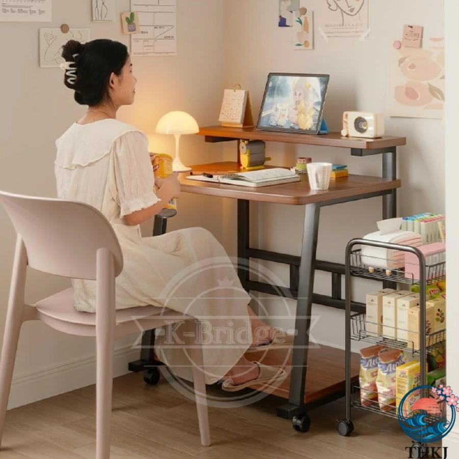 パソコンデスク モニター台付き 勉強机 棚付きデスク 収納 オフィスデスク パソコンデスク モニター台付き 棚 付きデスク 3段テーブル コンパクト