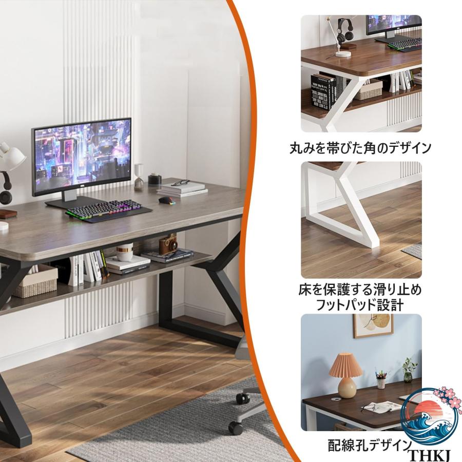 466　パソコンデスク Amazon | ゲーミングデスク パソコンデスク 幅80 机 配線ホール付き pc