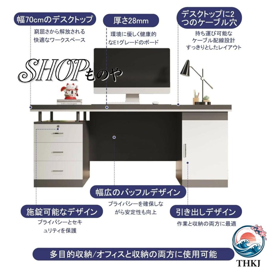 社長テーブル エグゼクティブデスク 社長デスク オフィスデスク 社長室 役員デスク THKJ 事務机 役員用家具 鍵付き引き出し3つン 厚さ25mmのデスクトップ 大型_2