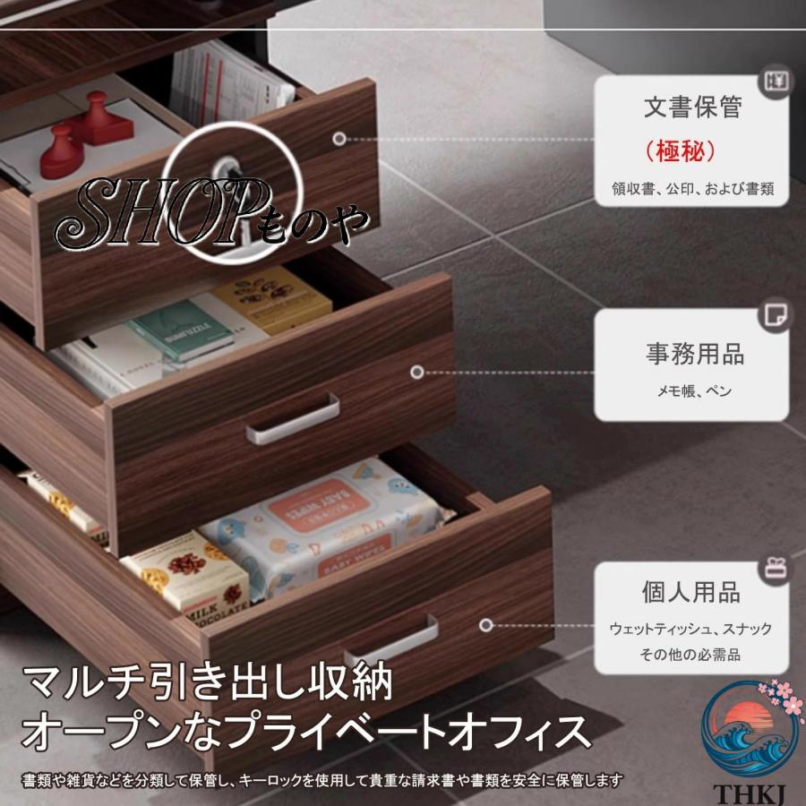 社長テーブル エグゼクティブデスク 社長デスク オフィスデスク 社長室 役員デスク THKJ 事務机 役員用家具 鍵付き引き出し3つン 厚さ25mmのデスクトップ 大型_3