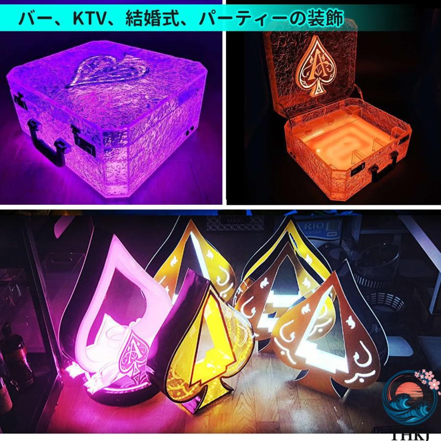カラフルな光るワインディスプレイ ボックス LED酒ボトルの表示 棚 酒ボトルディスプレイ THKJ LEDライト付き 複数の色の切り替え 3 5時間のマルチカラー照明の画像