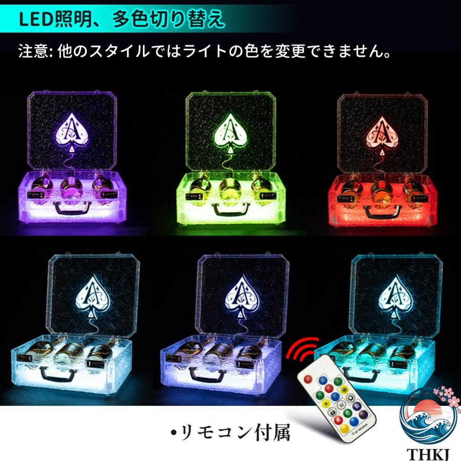 カラフルな光るワインディスプレイ ボックス LED酒ボトルの表示 棚 酒ボトルディスプレイ THKJ LEDライト付き 複数の色の切り替え 3 5時間のマルチカラー照明の画像