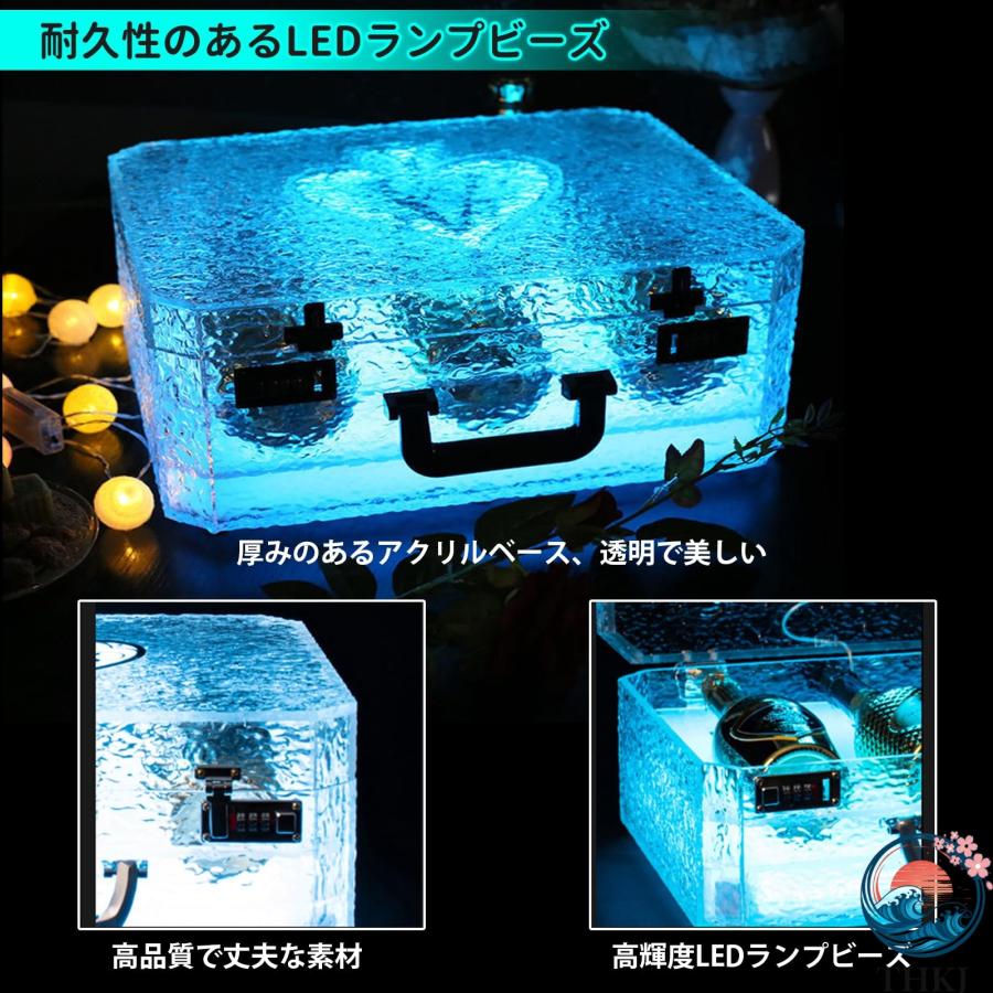 カラフルな光るワインディスプレイ ボックス LED酒ボトルの表示 棚 酒ボトルディスプレイ THKJ LEDライト付き 複数の色の切り替え 3 5時間のマルチカラー照明の画像