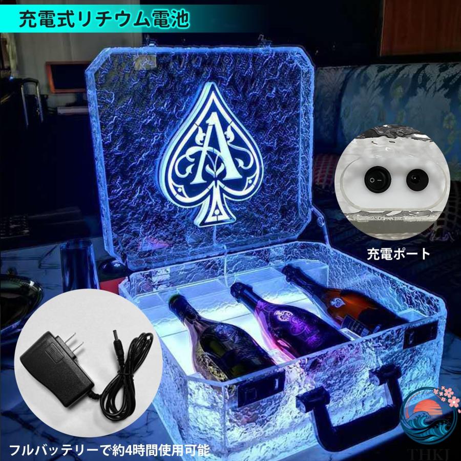 カラフルな光るワインディスプレイ ボックス LED酒ボトルの表示 棚 酒ボトルディスプレイ THKJ LEDライト付き 複数の色の切り替え 3 5時間のマルチカラー照明の画像