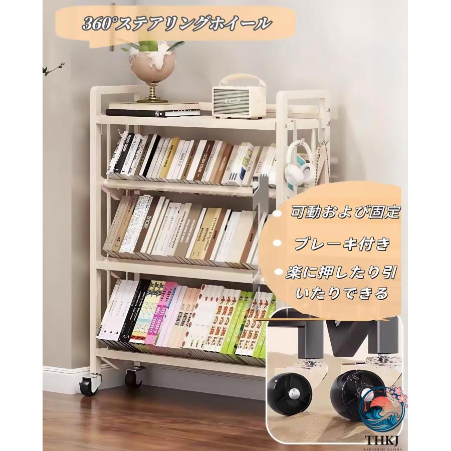 収納 棚 ファイルワゴン ファイル ラック 3段 本 幅50cm×高さ81.5cm 回転 THKJ キャスター付き 制動可能 スチール製 大容量 書類整理 教科書 漫画 雑誌の画像