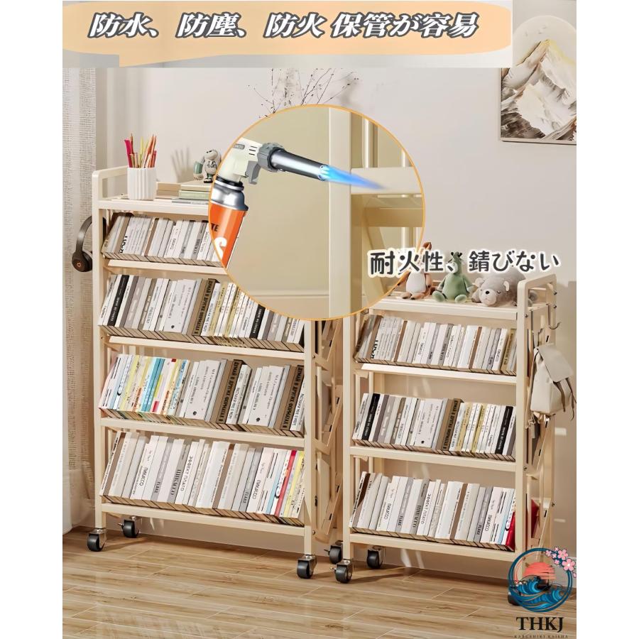 収納 棚 ファイルワゴン ファイル ラック 3段 本 幅50cm×高さ81.5cm 回転 THKJ キャスター付き 制動可能 スチール製 大容量 書類整理 教科書 漫画 雑誌の画像