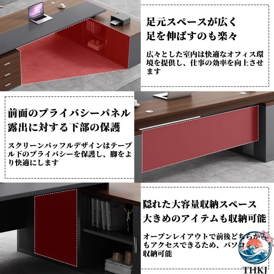 組立未　エグゼクティブデスク L字デスク 木目調（LBZ-C078系）社長机 社長デスク エグゼクティブデスク 役員デスク L型 社長机 L字デスク