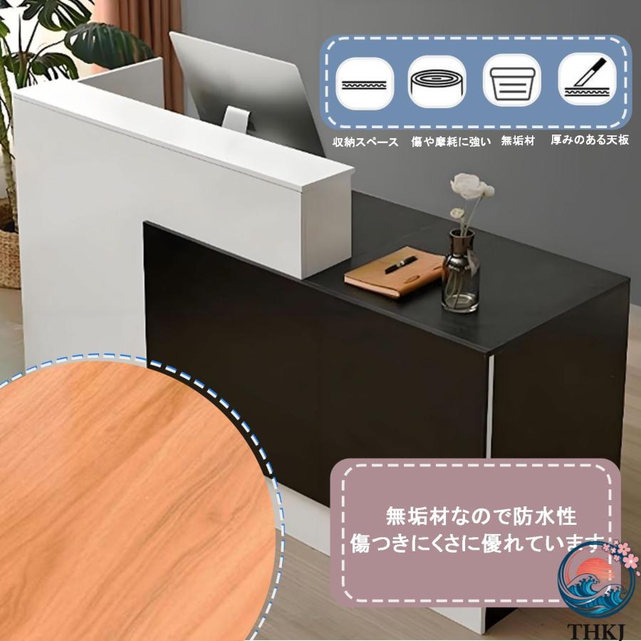 レジカウンター 受付台 引き出しロッカー付衣料品店 カウンターテーブル THKJ 受付組み立てジ台ー 鍵付き 木製 大容量 収納 フロントデスク 美容院 美容室 理髪_2
