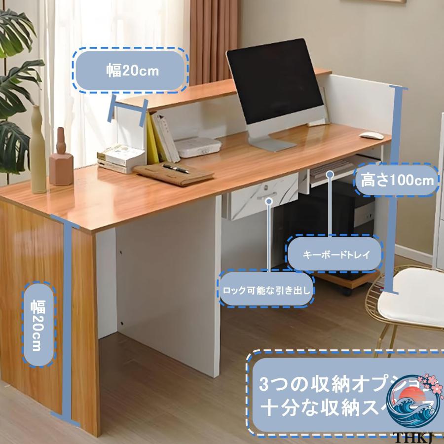 レジカウンター 受付台 引き出しロッカー付衣料品店 カウンターテーブル THKJ 受付組み立てジ台ー 鍵付き 木製 大容量 収納 フロントデスク 美容院 美容室 理髪_3