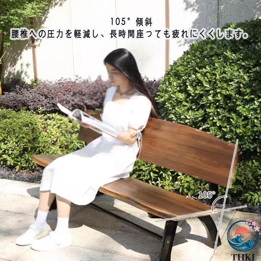 屋外 ベンチ椅子 の庭のベンチ ガーデンベンチ 公園ベンチ ベンチ THKJ ガーデン チェア 縁台 アルミ 木製 耐荷重約300kg 中庭ベンチ 2 3人座り 人気の画像