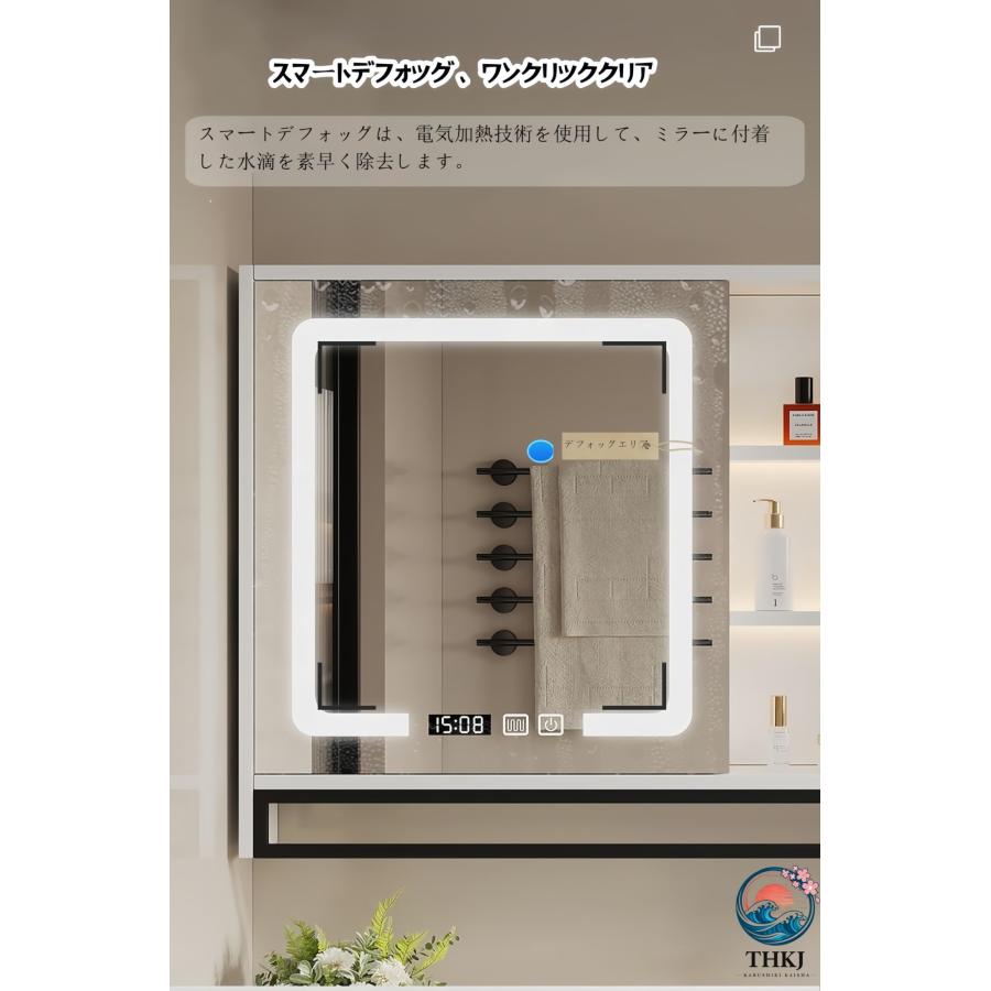 洗面化粧台 防水 ミラーキャビネット収納増設 ストレージ付き ガラス