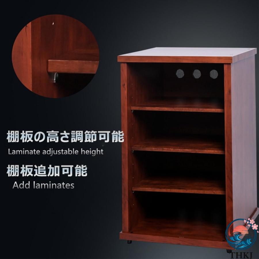 オーディオラック 木製 防爆強化ガラス扉付き 可調節棚板 安全ロック