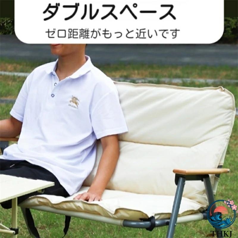 ベンチ椅子 アウトドア チェア 折りたたみ キャンプ ベンチ THKJ 軽量 クッション 付き 木製 アームレスト 釣り用バーベキュー 便利 耐久性 使いやすいの画像