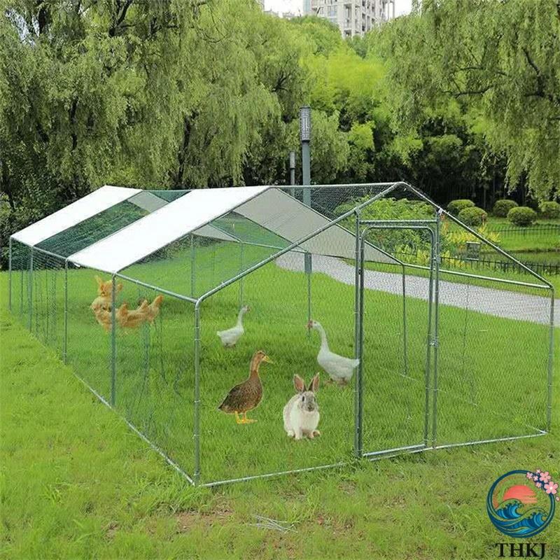 金属製 鶏小屋 大型ウォークイン 鶏肉 ケージ スパイア型 チキンラン THKJ 防水 紫外線防止カバー付き 屋外 裏庭 農場用 長さ1.5M×幅2M×高さ2M ペット用品の画像