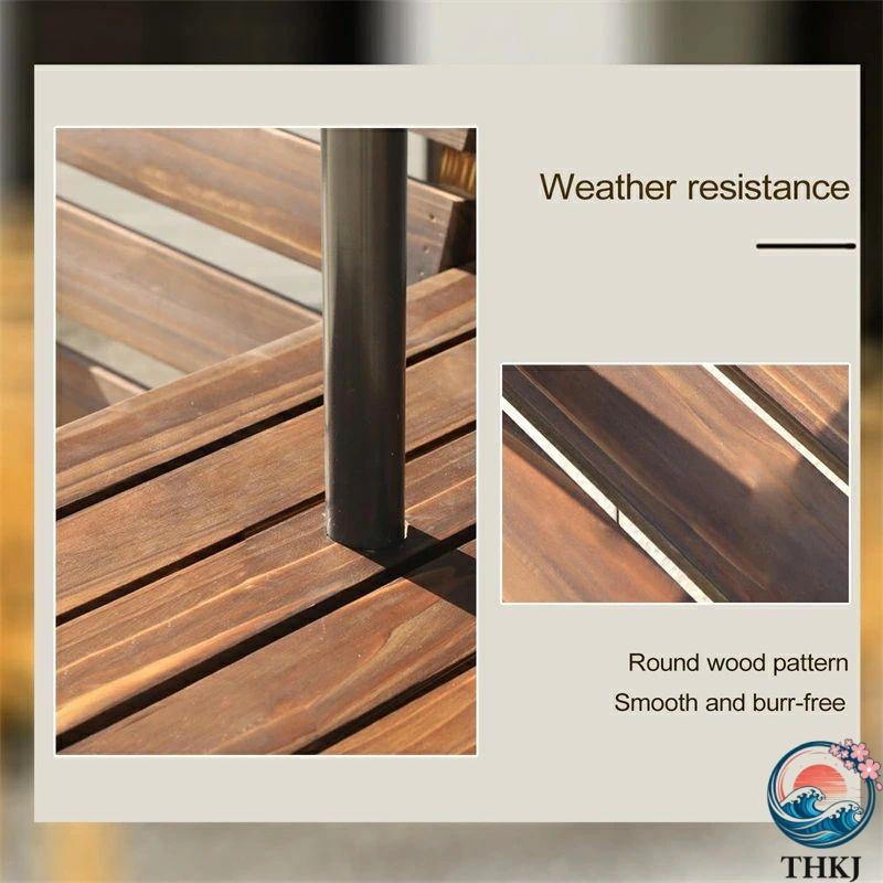 屋外 用ガーデンベンチ ミドルテーブル付きアウトドアベンチ THKJ 背もたれとアームレスト付きガーデンベンチ 耐候性 ポーチや庭用 イエロー 人気 おしゃれの画像