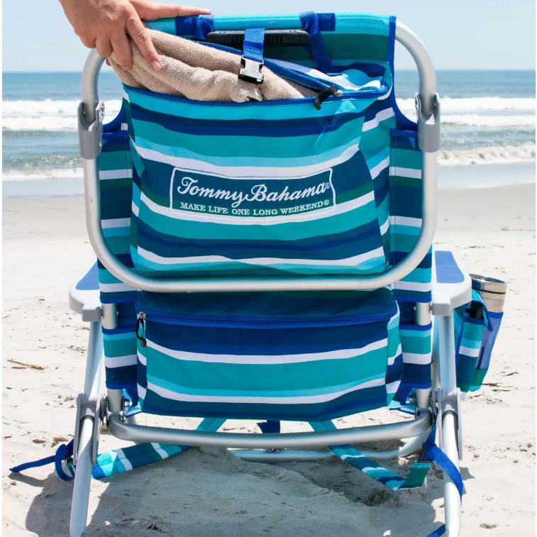 トミーバハマ ビーチチェア 白/青　2脚セット Tommy Bahama（トミー バハマ） ビーチチェア 屋外専用 折り畳み