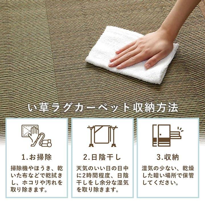 イケヒコ い草ラグ 花ござ カーペット 格子柄 和室 江戸間6畳 (約261