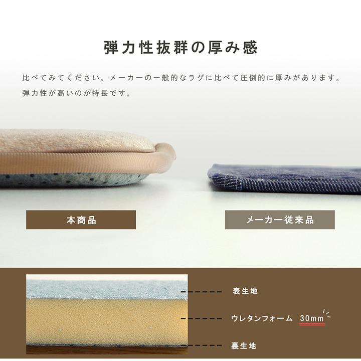 ラグ 正方形 パイル地 無地 【ブルー】 約185×185 約2畳 ホットカーペット・床暖房　4978429 | イケヒコ | 04