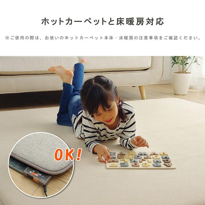 ラグ 正方形 パイル地 無地 【ブルー】 約185×185 約2畳 ホットカーペット・床暖房　4978429 | イケヒコ | 09