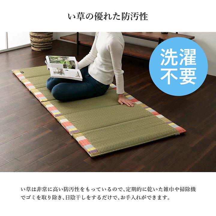 い草 い草マット　マット　ごろ寝マット　フリーマット　クッション性 和風柄　【グリーン】　約70×180　7570599 | イケヒコ | 07