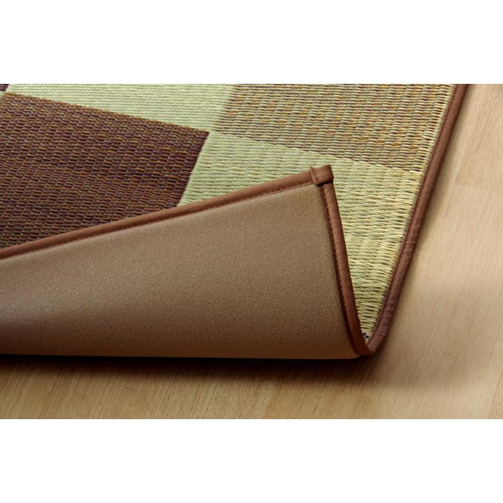 イケヒコ 純国産 い草ラグカーペット 『Fブロック2』 【グレー】 約191