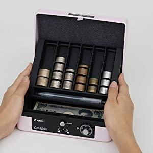文具 746522 カール キャッシュボックス CB-8250-P ピンク 手提げ金庫