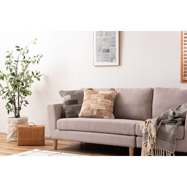 クッション 正方形 シンプル おしゃれ 本革 コットン レザー 綿 ベージュ | 東谷 | 10