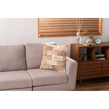 クッション 正方形 シンプル おしゃれ 本革 コットン レザー 綿 ベージュ | 東谷 | 01