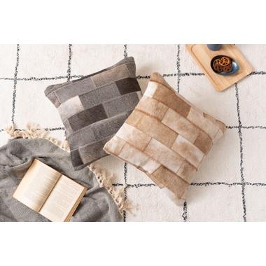 クッション 正方形 シンプル おしゃれ 本革 コットン レザー 綿 ベージュ | 東谷 | 07