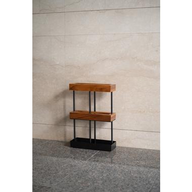 東谷 GUY-825BR 傘立て スリム おしゃれ スチール 天然木 木製 ブラック ブラウン 長方形 四角 スクエア シンプル モダン 傘置き 収納 | 東谷 | 01