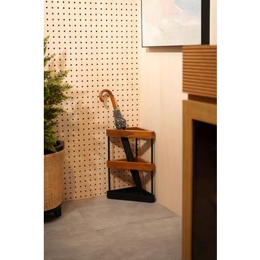 東谷 GUY-826BR 傘立て スリム おしゃれ スチール 天然木 木製 ブラック ブラウン 三角形 トライアングル シンプル モダン 傘置き 収納 | 東谷 | 01