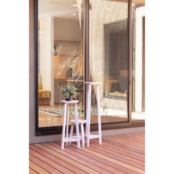 東谷　GUY-921WH　プランターベースSホワイト　プランターベース おしゃれ 花台 木製 丸型 円形 棚付き 北欧 ガーデニング 室内 | 東谷 | 12